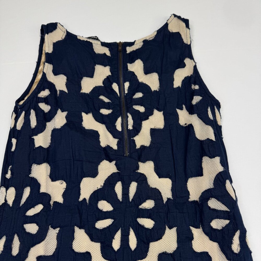 Kas New York Embroidered Shift Sleeveless Dress Navy Ivory Size Small - Picture 11 of 14